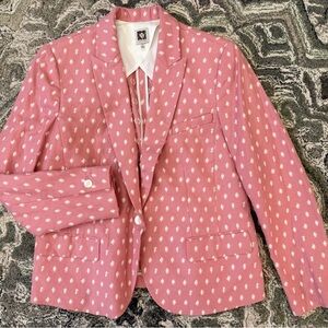 NWOT Ann Klein Pink Nantucket Red Cotton & Linen Jacket Blazer, 14 XL